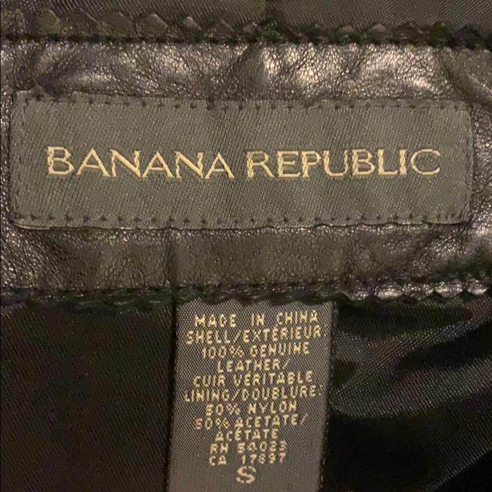 Banana Republic Black Leather Trench Coat